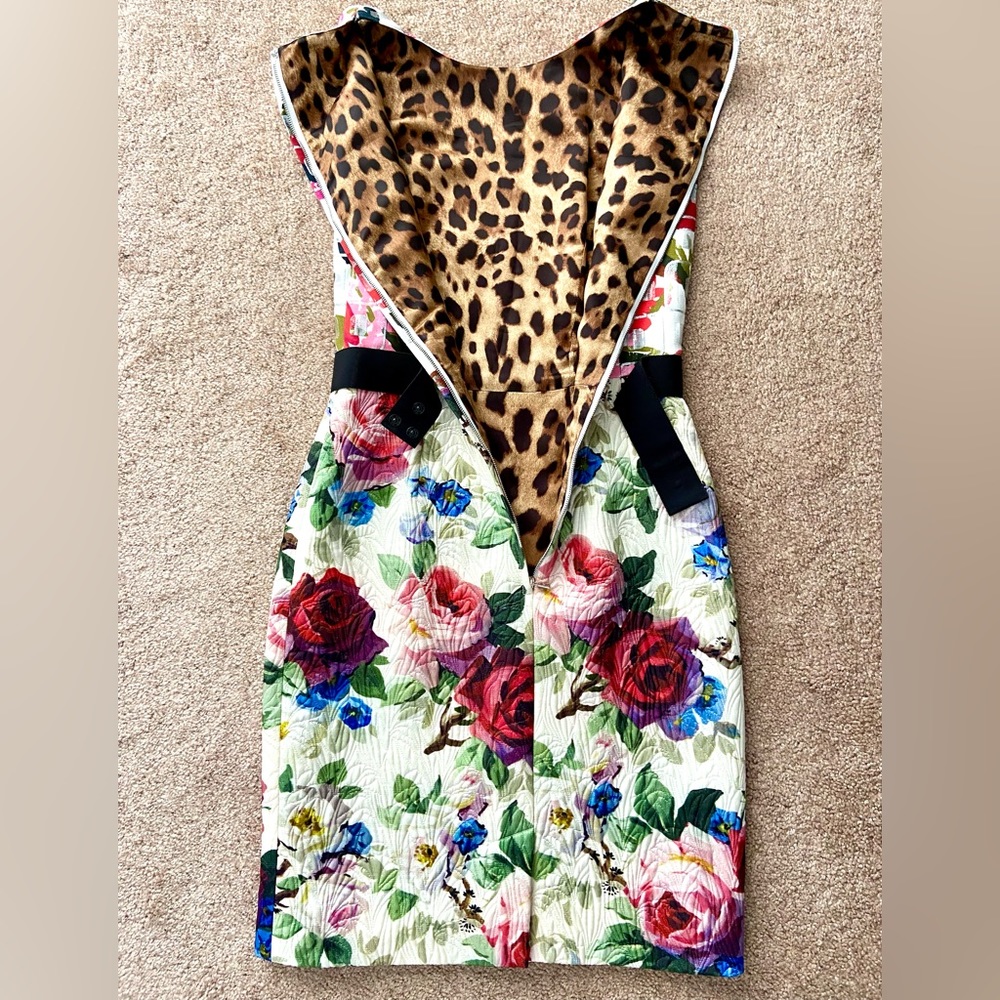 Dolce & Gabbana Floral Jacquard Sleeveless Wool Blend Silk Sheath Dress - Picture 4 of 10